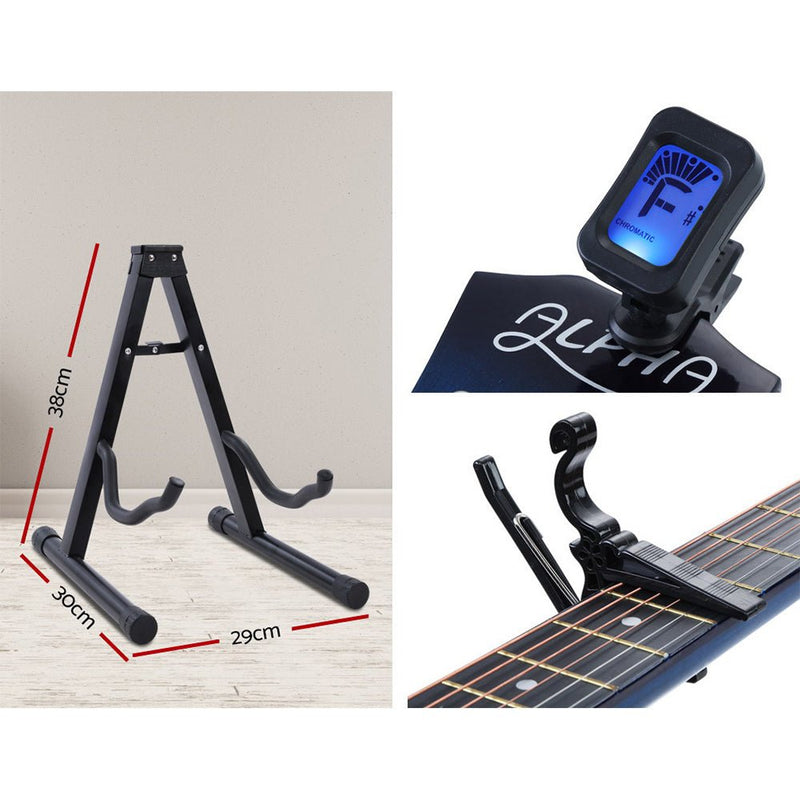 Alpha 34 Inch Acoustic Guitar Wooden Body Steel String w/ Stand Beignner Blue - Audio & Video > Musical Instrument & Accessories - Rivercity House & Home Co. (ABN 18 642 972 209)