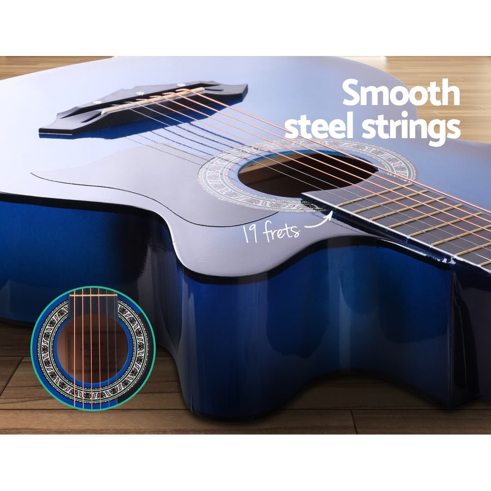 38 Inch Acoustic Guitar Wooden Body Steel String Full Size Cutaway Blue - Audio & Video > Musical Instrument & Accessories - Rivercity House & Home Co. (ABN 18 642 972 209) - Affordable Modern Furniture Australia