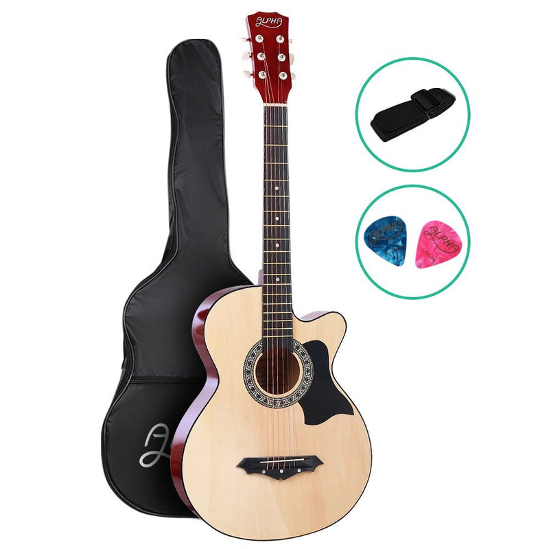 38 Inch Acoustic Guitar Wooden Body Steel String Full Size Cutaway Wood - Audio & Video > Musical Instrument & Accessories - Rivercity House & Home Co. (ABN 18 642 972 209) - Affordable Modern Furniture Australia