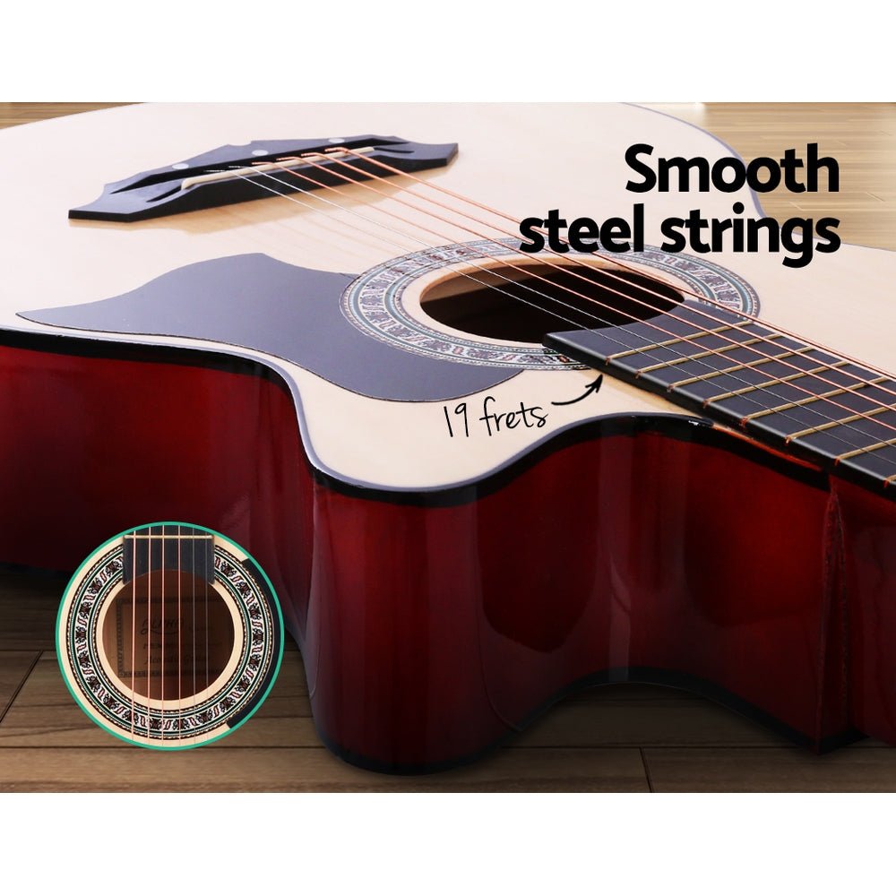 38 Inch Acoustic Guitar Wooden Body Steel String Full Size Cutaway Wood - Audio & Video > Musical Instrument & Accessories - Rivercity House & Home Co. (ABN 18 642 972 209) - Affordable Modern Furniture Australia