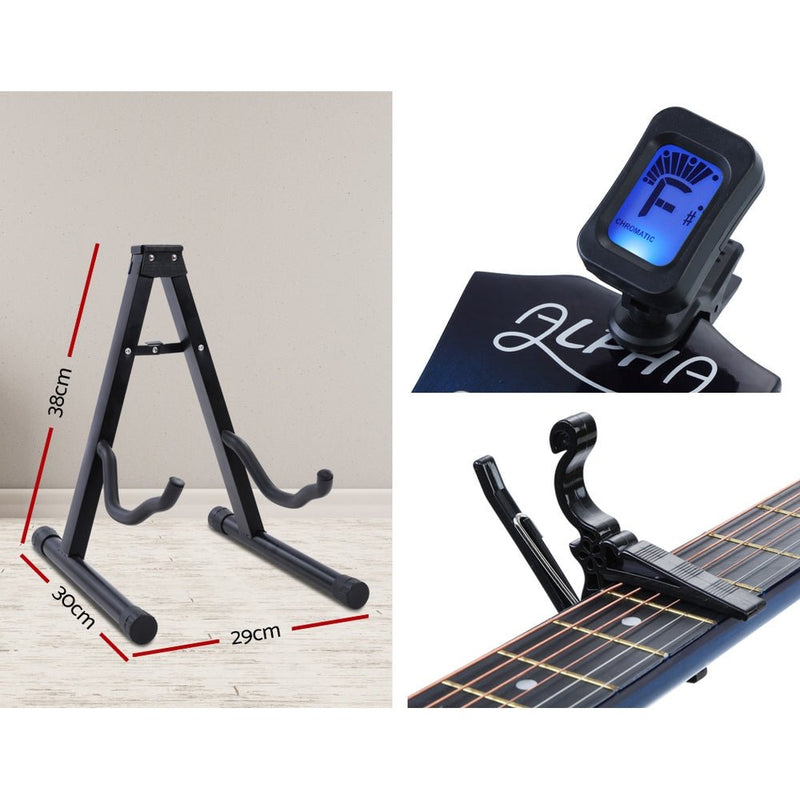 38 Inch Blue Acoustic Guitar 9 Piece Set With Stand - Audio & Video > Musical Instrument & Accessories - Rivercity House & Home Co. (ABN 18 642 972 209) - Affordable Modern Furniture Australia