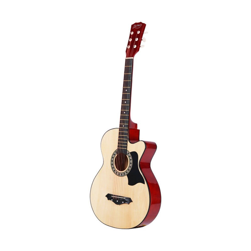 Alpha 38 Inch Acoustic Guitar Wooden Body Steel String Full Size w/ Stand Wood - Audio & Video > Musical Instrument & Accessories - Rivercity House & Home Co. (ABN 18 642 972 209)