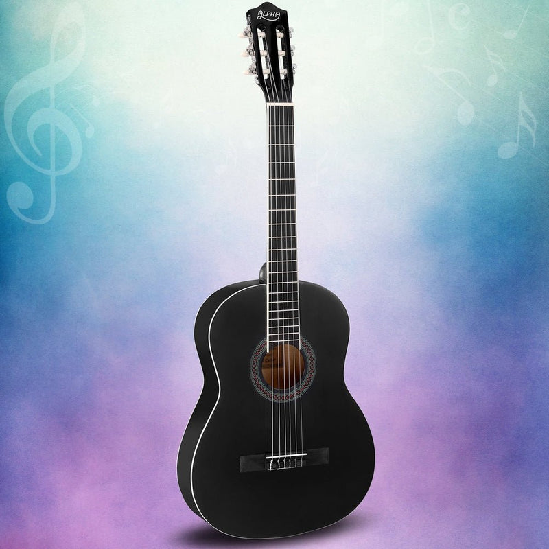 Alpha 39 Inch Classical Guitar Wooden Body Nylon String Beginner Gift Black - Audio & Video > Musical Instrument & Accessories - Rivercity House & Home Co. (ABN 18 642 972 209) - Affordable Modern Furniture Australia