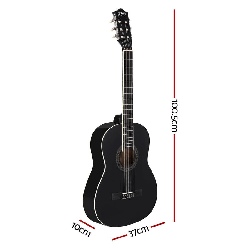 Alpha 39 Inch Classical Guitar Wooden Body Nylon String Beginner Gift Black - Audio & Video > Musical Instrument & Accessories - Rivercity House & Home Co. (ABN 18 642 972 209) - Affordable Modern Furniture Australia