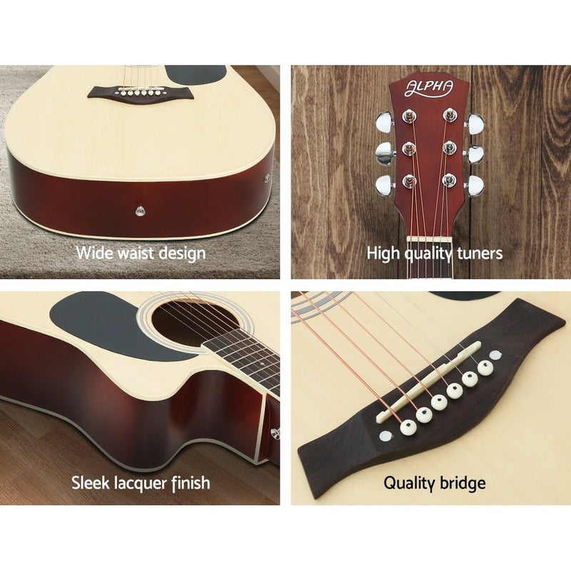 41 Inch Acoustic Guitar Equaliser Electric Output Cutaway w/ Stand Wood - Audio & Video > Musical Instrument & Accessories - Rivercity House & Home Co. (ABN 18 642 972 209) - Affordable Modern Furniture Australia