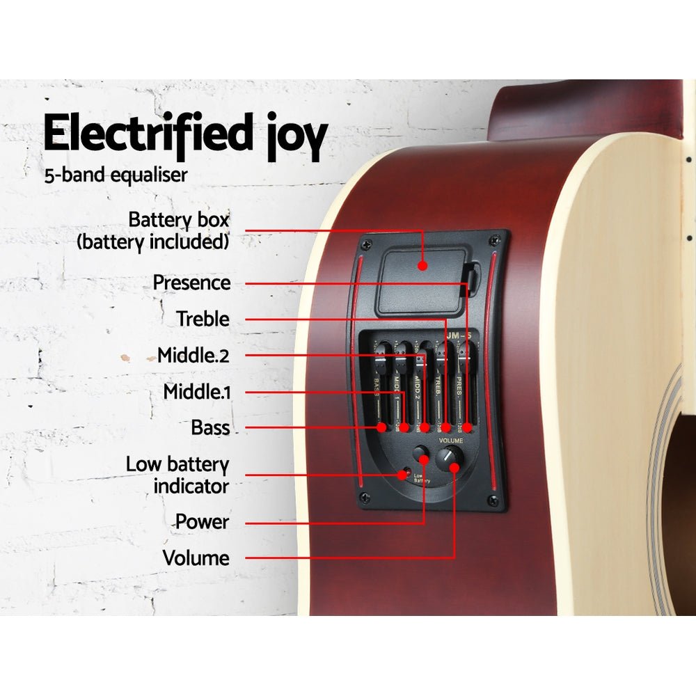 41 Inch Acoustic Guitar Equaliser Electric Output Jack Cutaway Wood - Audio & Video > Musical Instrument & Accessories - Rivercity House & Home Co. (ABN 18 642 972 209) - Affordable Modern Furniture Australia