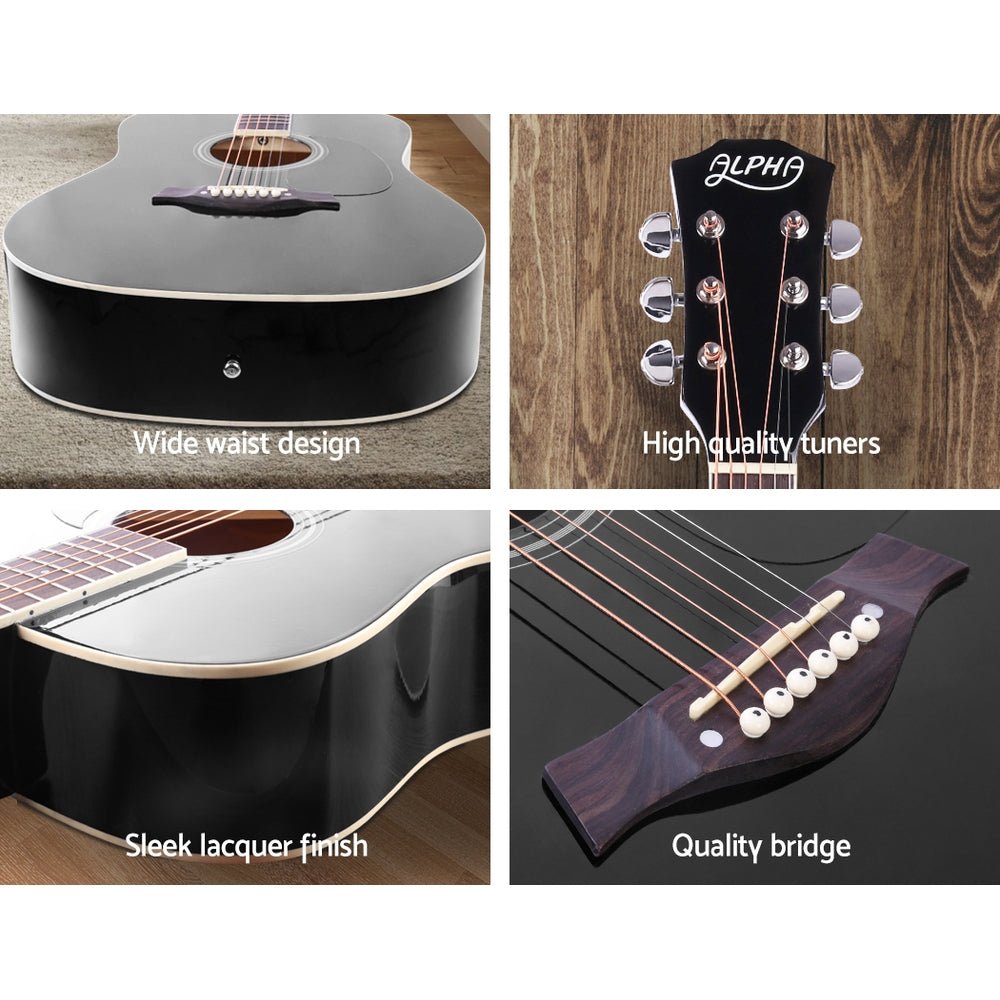 41 Inch Acoustic Guitar Wooden Body Steel String Dreadnought Black - Audio & Video > Musical Instrument & Accessories - Rivercity House & Home Co. (ABN 18 642 972 209) - Affordable Modern Furniture Australia