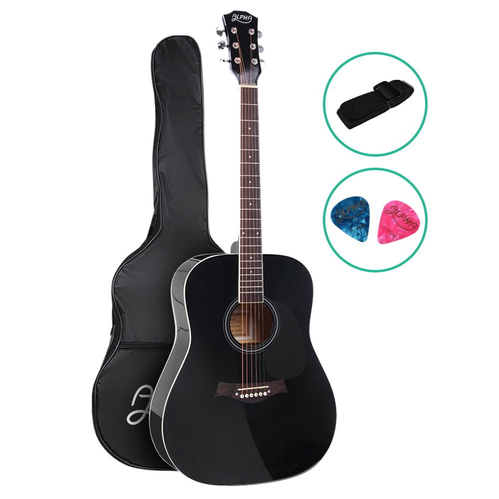 41 Inch Acoustic Guitar Wooden Body Steel String Dreadnought Black - Audio & Video > Musical Instrument & Accessories - Rivercity House & Home Co. (ABN 18 642 972 209) - Affordable Modern Furniture Australia