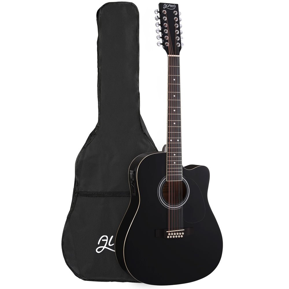 Alpha 42 Inch Acoustic Guitar 12 Strings w/ Equaliser Electric Output Jack Black - Audio & Video > Musical Instrument & Accessories - Rivercity House & Home Co. (ABN 18 642 972 209) - Affordable Modern Furniture Australia