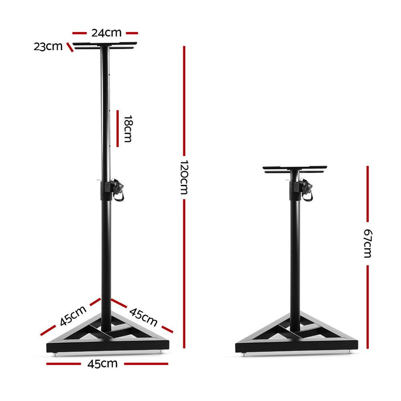 Alpha Speaker Stand 67-120cm Adjustable Height Surround Sound Studio Home 2pcs - Audio & Video > Musical Instrument & Accessories - Rivercity House & Home Co. (ABN 18 642 972 209) - Affordable Modern Furniture Australia