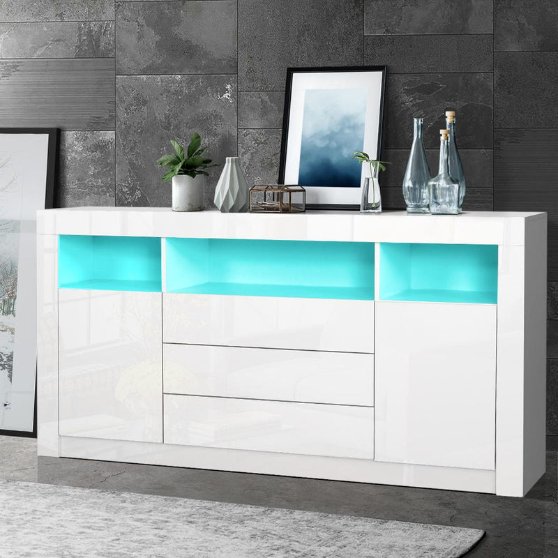 Ambient 2 Door / 3 Drawer Buffet Sideboard Unit with LED Lighting - Furniture - Rivercity House & Home Co. (ABN 18 642 972 209) - Affordable Modern Furniture Australia