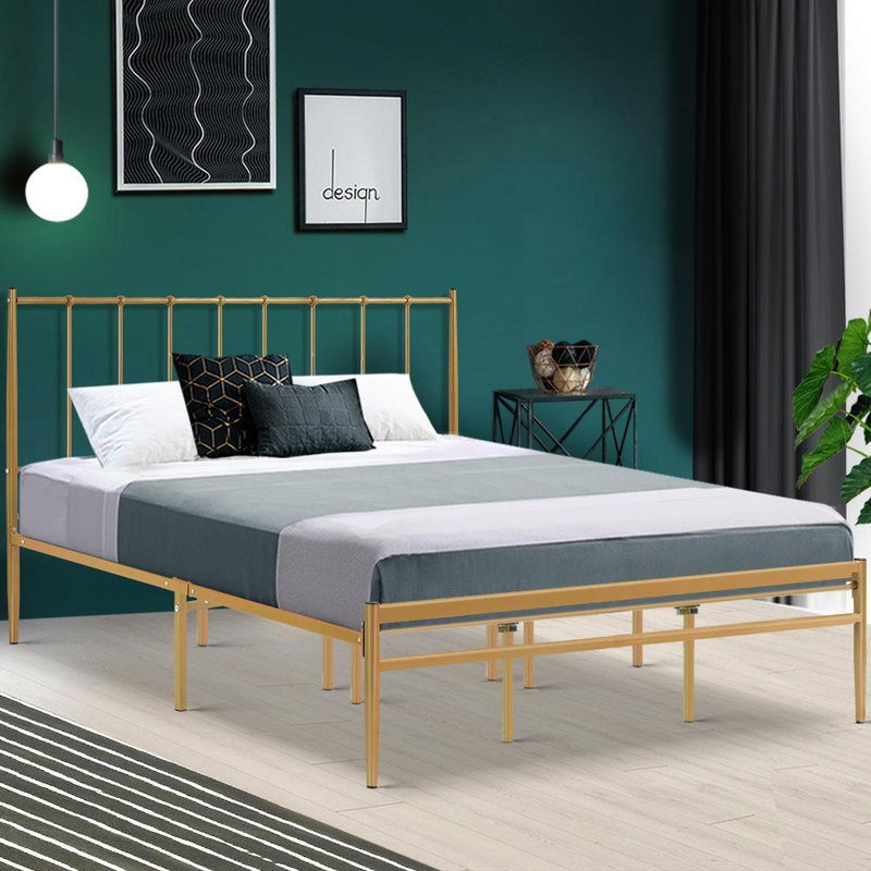 Amor Metal King Bed Frame Gold - Furniture > Bedroom - Rivercity House & Home Co. (ABN 18 642 972 209) - Affordable Modern Furniture Australia