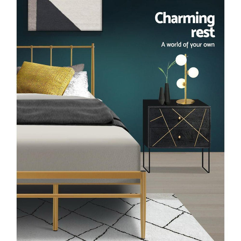 Amor Metal King Bed Frame Gold - Furniture > Bedroom - Rivercity House & Home Co. (ABN 18 642 972 209) - Affordable Modern Furniture Australia