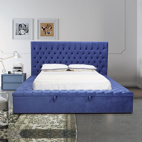 Anna Fabric King Bed Frame Blue - Furniture > Bedroom - Rivercity House & Home Co. (ABN 18 642 972 209) - Affordable Modern Furniture Australia