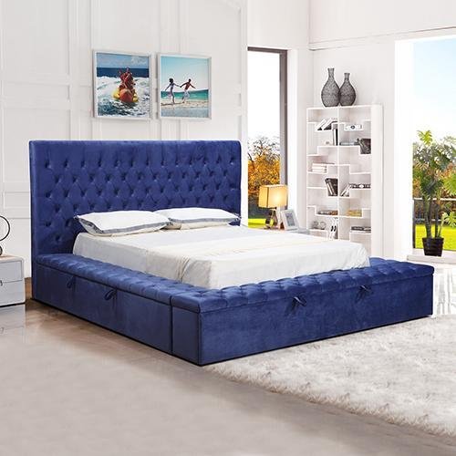 Anna Fabric King Bed Frame Blue - Furniture > Bedroom - Rivercity House & Home Co. (ABN 18 642 972 209) - Affordable Modern Furniture Australia