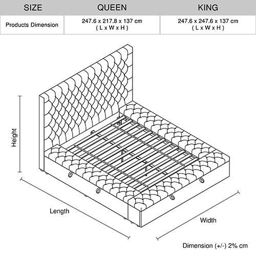 Anna Fabric King Bed Frame Blue - Furniture > Bedroom - Rivercity House & Home Co. (ABN 18 642 972 209) - Affordable Modern Furniture Australia