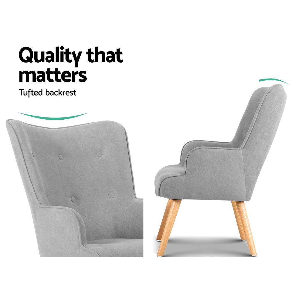 Armchair and Ottoman - Light Grey - Rivercity House & Home Co. (ABN 18 642 972 209) - Affordable Modern Furniture Australia