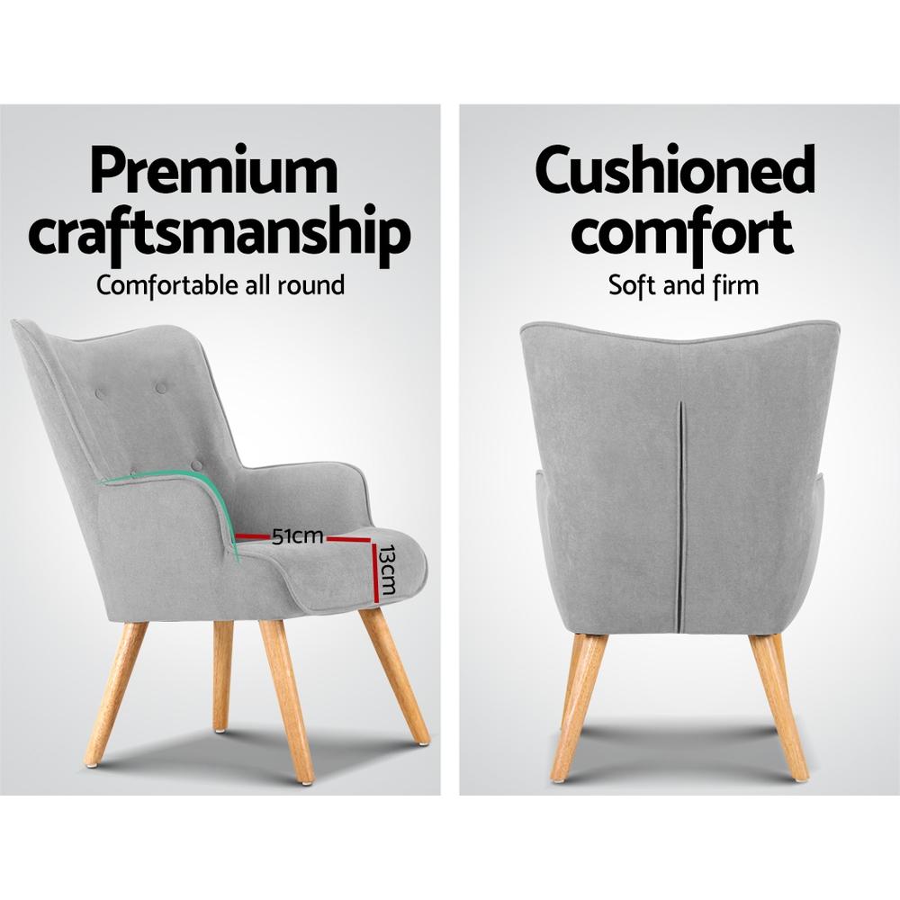 Armchair and Ottoman - Light Grey - Rivercity House & Home Co. (ABN 18 642 972 209) - Affordable Modern Furniture Australia