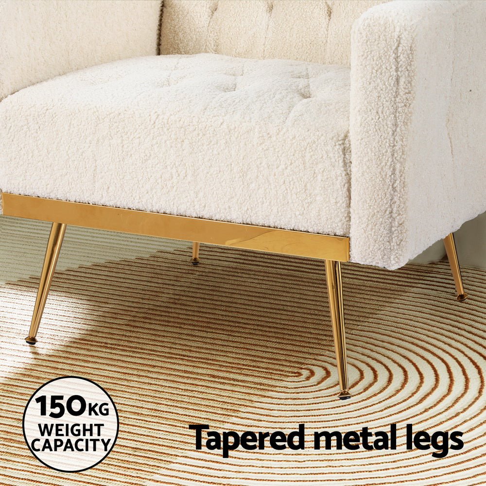 Armchair Boucle Beige Nicole - Furniture > Bar Stools & Chairs - Rivercity House & Home Co. (ABN 18 642 972 209) - Affordable Modern Furniture Australia