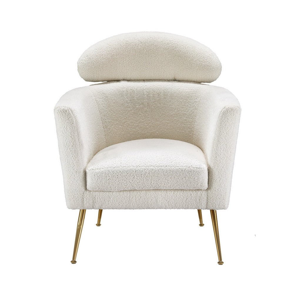 Armchair Boucle Fabric White Yoli - Furniture > Bar Stools & Chairs - Rivercity House & Home Co. (ABN 18 642 972 209) - Affordable Modern Furniture Australia