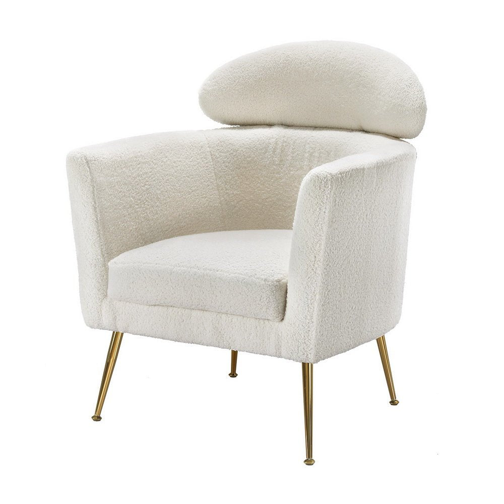 Armchair Boucle Fabric White Yoli - Furniture > Bar Stools & Chairs - Rivercity House & Home Co. (ABN 18 642 972 209) - Affordable Modern Furniture Australia