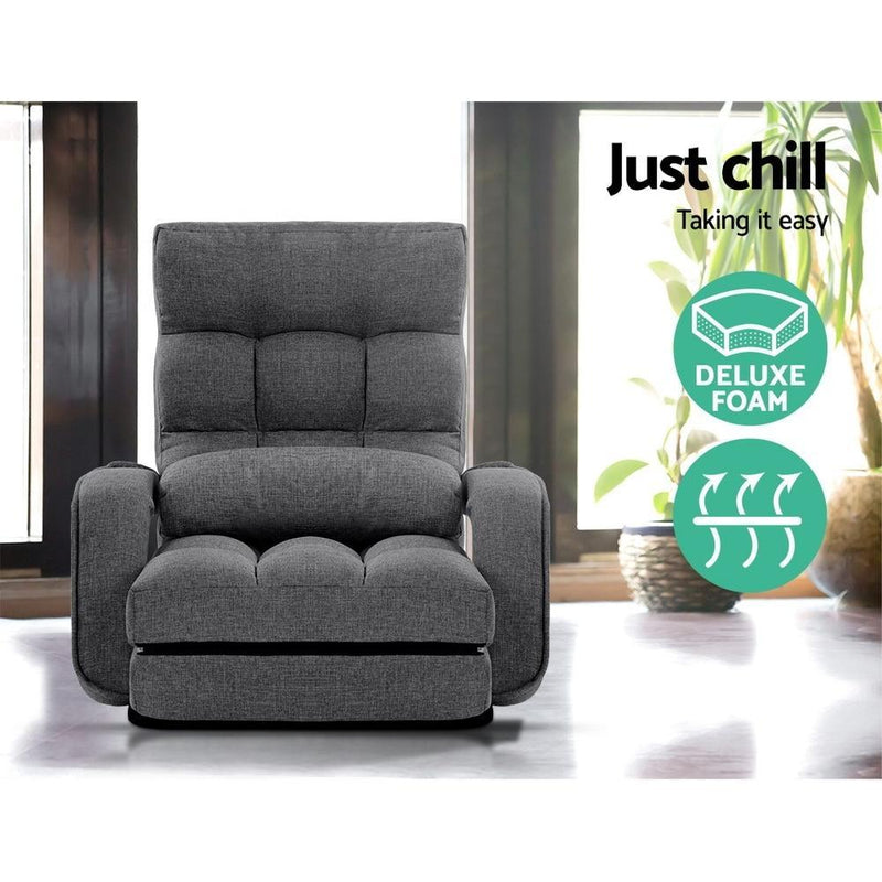 Armchair Floor Recliner Grey - Furniture > Living Room - Rivercity House & Home Co. (ABN 18 642 972 209) - Affordable Modern Furniture Australia