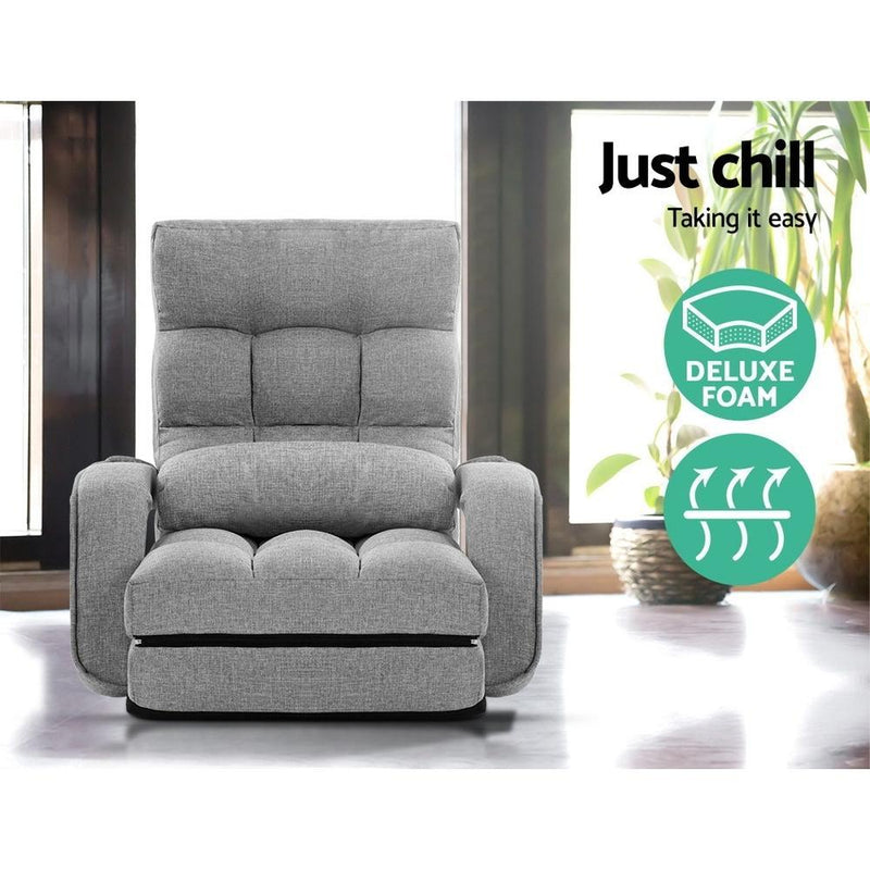 Armchair Floor Recliner Light Grey - Furniture > Living Room - Rivercity House & Home Co. (ABN 18 642 972 209) - Affordable Modern Furniture Australia