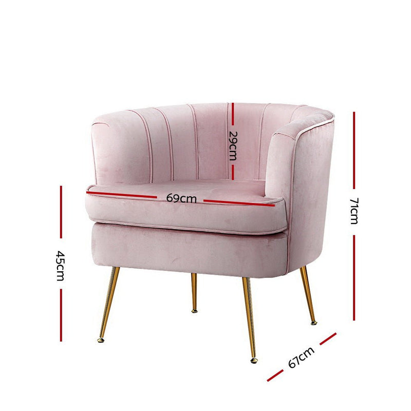 Armchair Lounge Accent Chair Velvet Pink - Furniture > Living Room - Rivercity House & Home Co. (ABN 18 642 972 209)