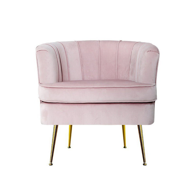 Armchair Lounge Accent Chair Velvet Pink - Furniture > Living Room - Rivercity House & Home Co. (ABN 18 642 972 209)
