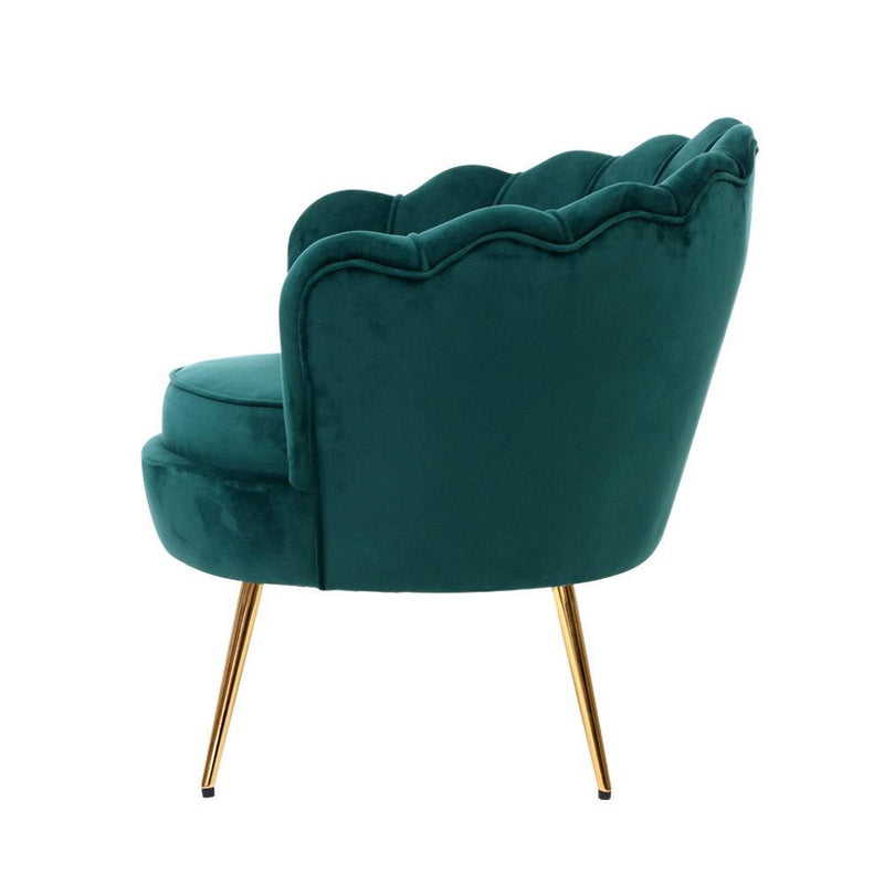 Armchair Lounge Chair Accent Armchairs Retro Lounge Accent Chair Single Sofa Velvet Shell Back Seat Green - Rivercity House & Home Co. (ABN 18 642 972 209) - Affordable Modern Furniture Australia