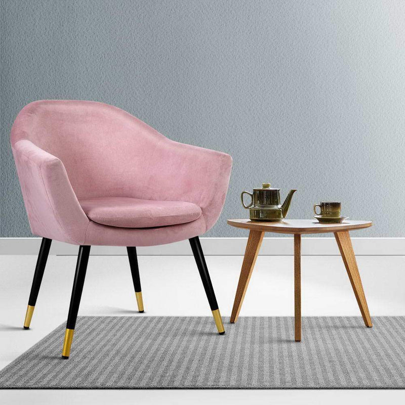 Armchair Lounge Chair Accent Armchairs Retro Single Sofa Velvet Pink Seat - Rivercity House & Home Co. (ABN 18 642 972 209) - Affordable Modern Furniture Australia