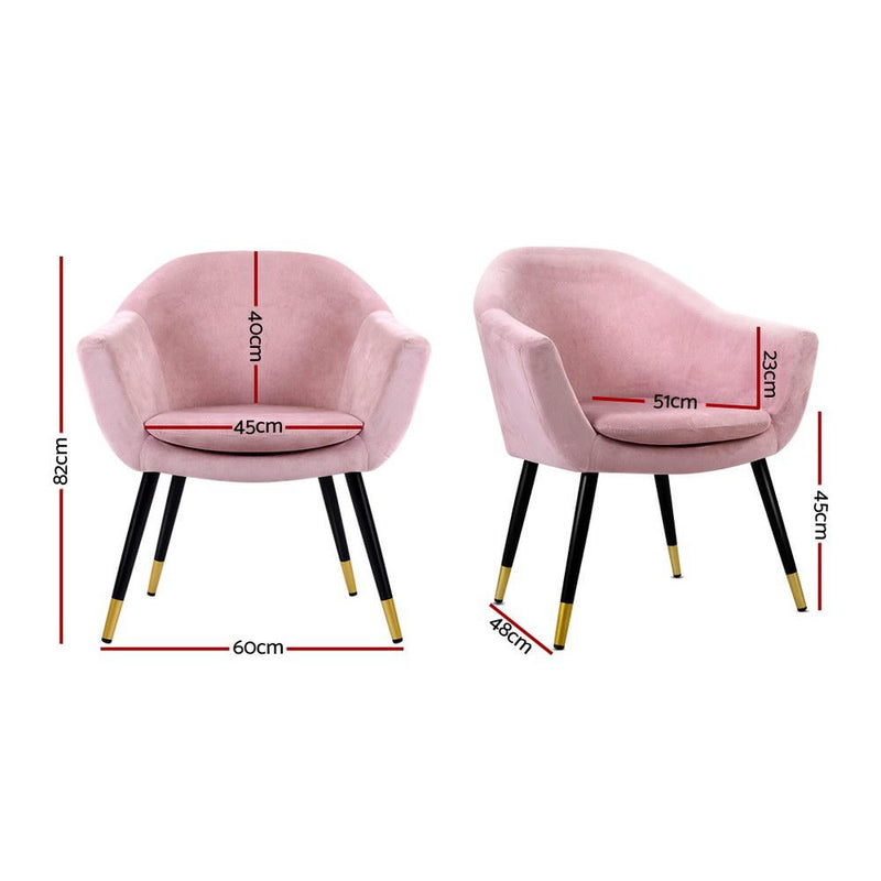 Armchair Lounge Chair Accent Armchairs Retro Single Sofa Velvet Pink Seat - Rivercity House & Home Co. (ABN 18 642 972 209) - Affordable Modern Furniture Australia