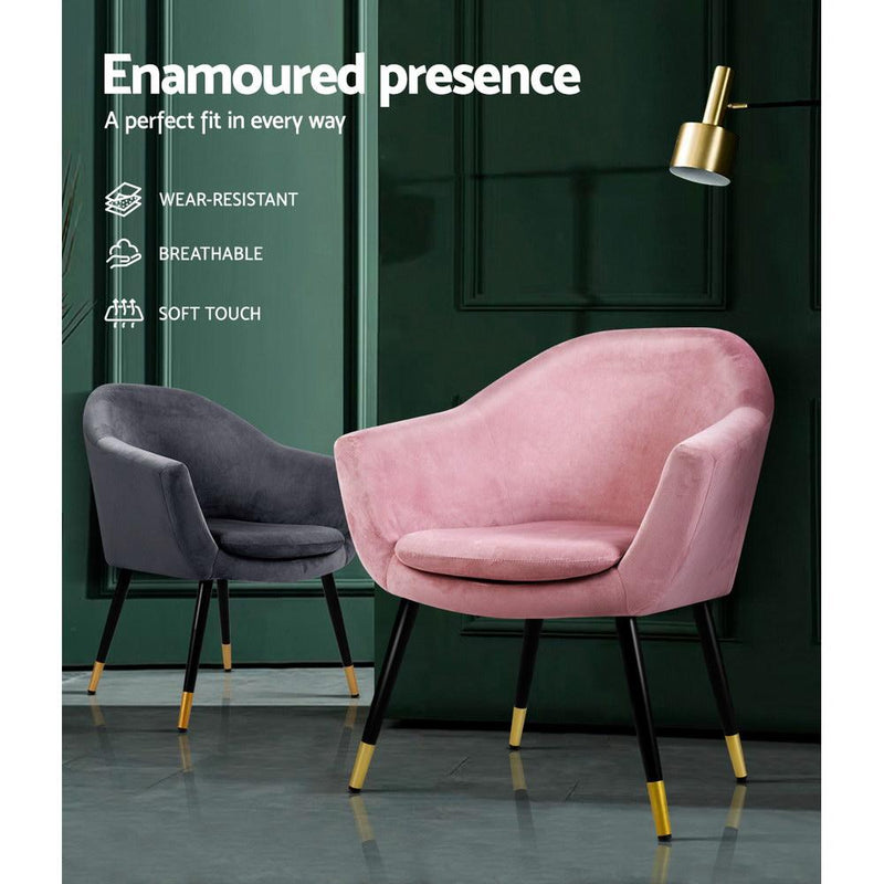 Armchair Lounge Chair Accent Armchairs Retro Single Sofa Velvet Pink Seat - Rivercity House & Home Co. (ABN 18 642 972 209) - Affordable Modern Furniture Australia