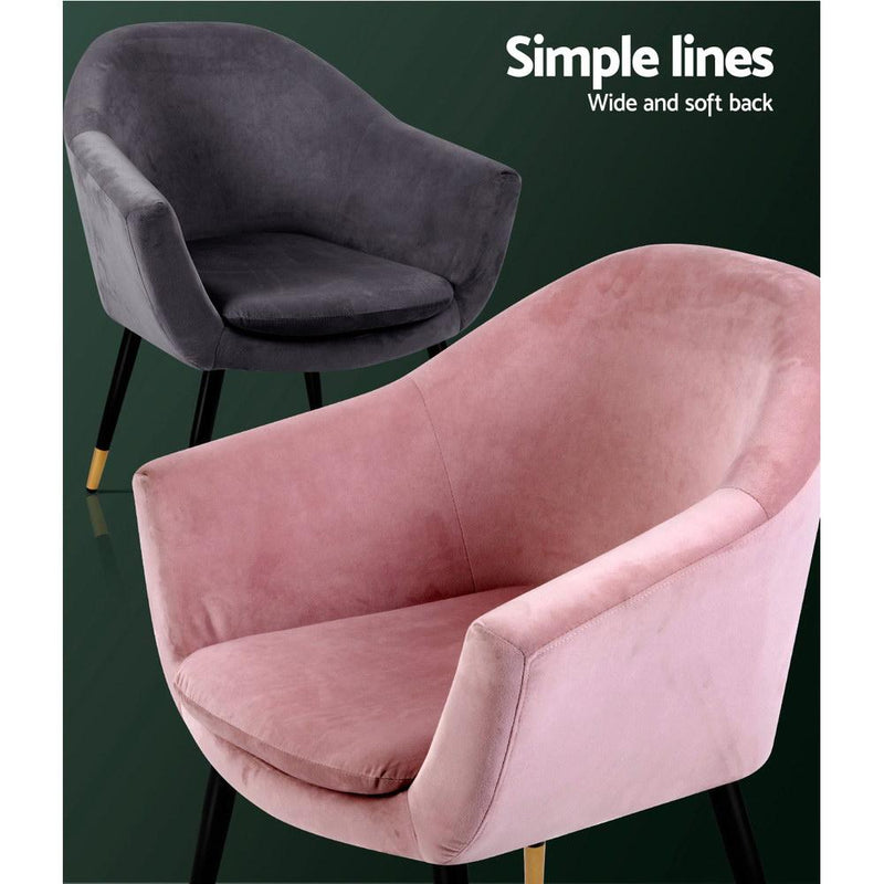 Armchair Lounge Chair Accent Armchairs Retro Single Sofa Velvet Pink Seat - Rivercity House & Home Co. (ABN 18 642 972 209) - Affordable Modern Furniture Australia