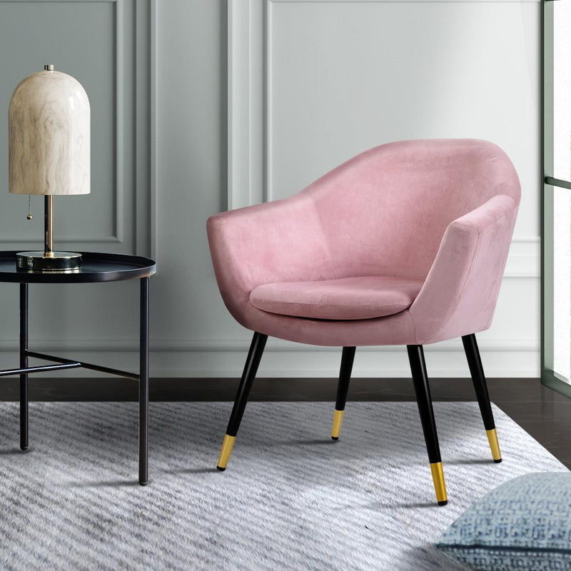 Armchair Lounge Chair Accent Armchairs Retro Single Sofa Velvet Pink Seat - Rivercity House & Home Co. (ABN 18 642 972 209) - Affordable Modern Furniture Australia