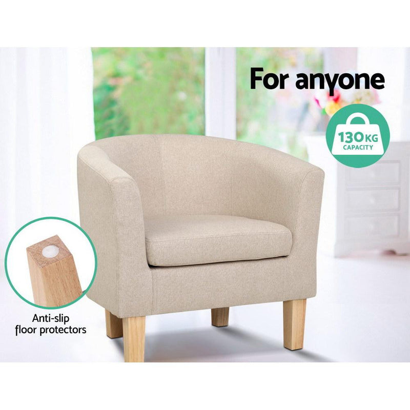 Armchair Lounge Chair Tub Accent Armchairs Fabric Sofa Chairs Beige - Rivercity House & Home Co. (ABN 18 642 972 209) - Affordable Modern Furniture Australia