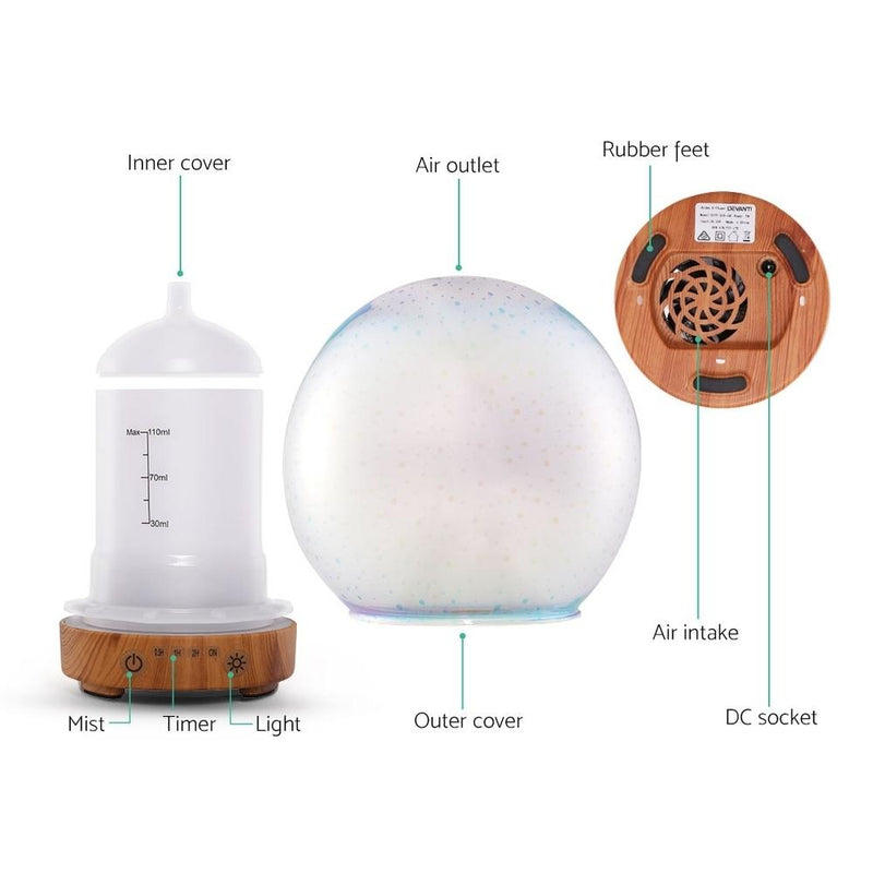 Aromatherapy Diffuser Aroma Humidifier Ultrasonic 3D Firework Light Oil - Appliances > Aroma Diffusers & Humidifiers - Rivercity House & Home Co. (ABN 18 642 972 209) - Affordable Modern Furniture Australia