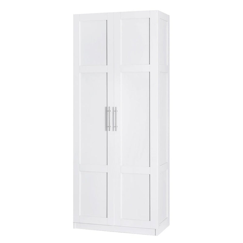 2 Door Wardrobe Bedroom Cupboard White - Furniture > Bedroom - Rivercity House & Home Co. (ABN 18 642 972 209) - Affordable Modern Furniture Australia