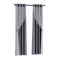 2X 13Set of 2160cm Blockout Sheer Curtains Charcoal