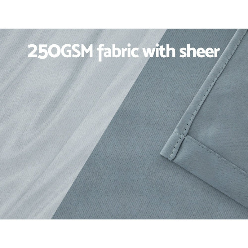 Artiss 2X 132x274cm Blockout Sheer Curtains Light Grey - Home & Garden > Curtains - Rivercity House & Home Co. (ABN 18 642 972 209)