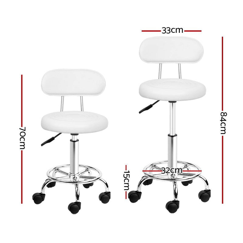 2 x Saddle Salon Stools With Backrest - White - Furniture > Bar Stools & Chairs - Rivercity House & Home Co. (ABN 18 642 972 209) - Affordable Modern Furniture Australia