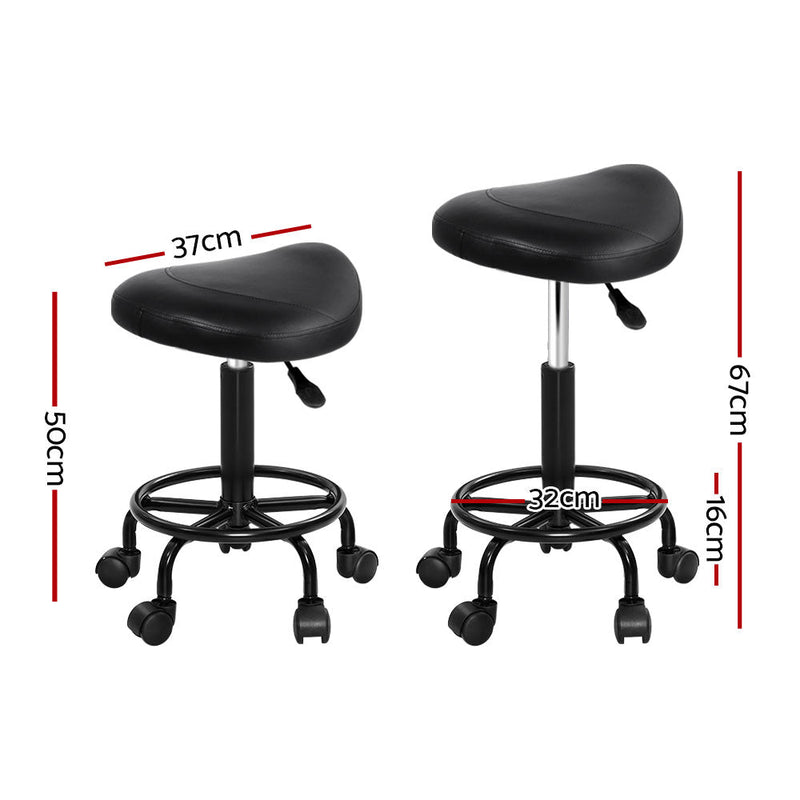 2X Saddle Salon Stool Swivel Barber Chairs Bar Stools Hydraulic Lift PU - Furniture > Bar Stools & Chairs - Rivercity House & Home Co. (ABN 18 642 972 209) - Affordable Modern Furniture Australia
