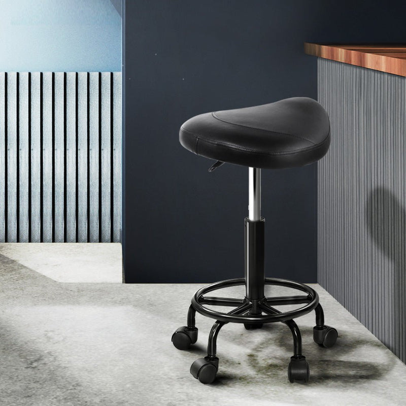 2X Saddle Salon Stool Swivel Barber Chairs Bar Stools Hydraulic Lift PU - Furniture > Bar Stools & Chairs - Rivercity House & Home Co. (ABN 18 642 972 209) - Affordable Modern Furniture Australia