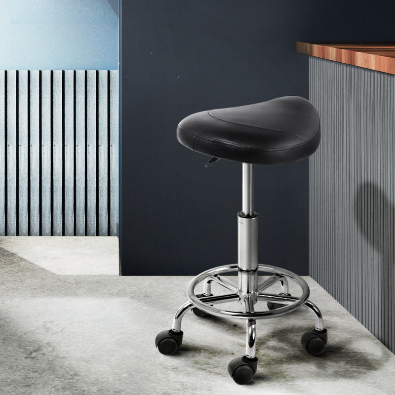 2X Saddle Salon Stool Swivel Barber Hair Dress Chair Hydraulic Lift Black - Furniture > Bar Stools & Chairs - Rivercity House & Home Co. (ABN 18 642 972 209) - Affordable Modern Furniture Australia
