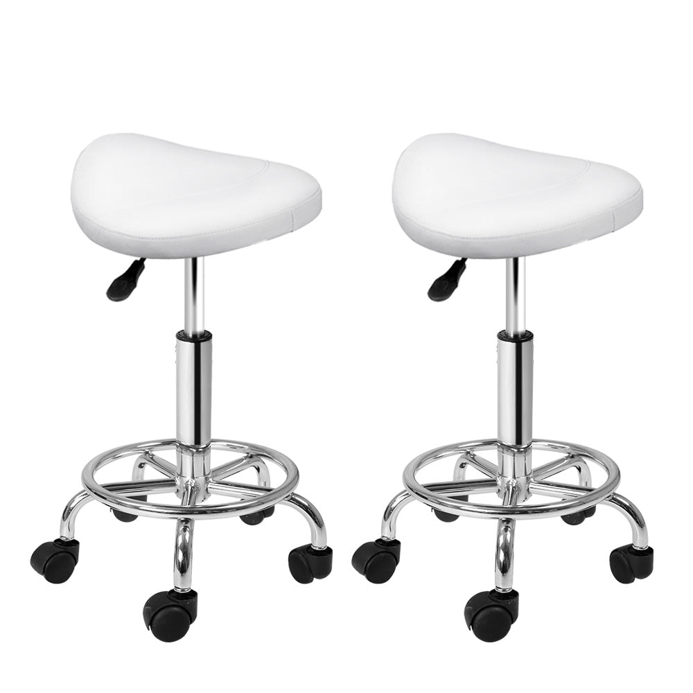 2X Saddle Salon Stool Swivel Barber Hair Dress Chair Hydraulic Lift White - Furniture > Bar Stools & Chairs - Rivercity House & Home Co. (ABN 18 642 972 209) - Affordable Modern Furniture Australia