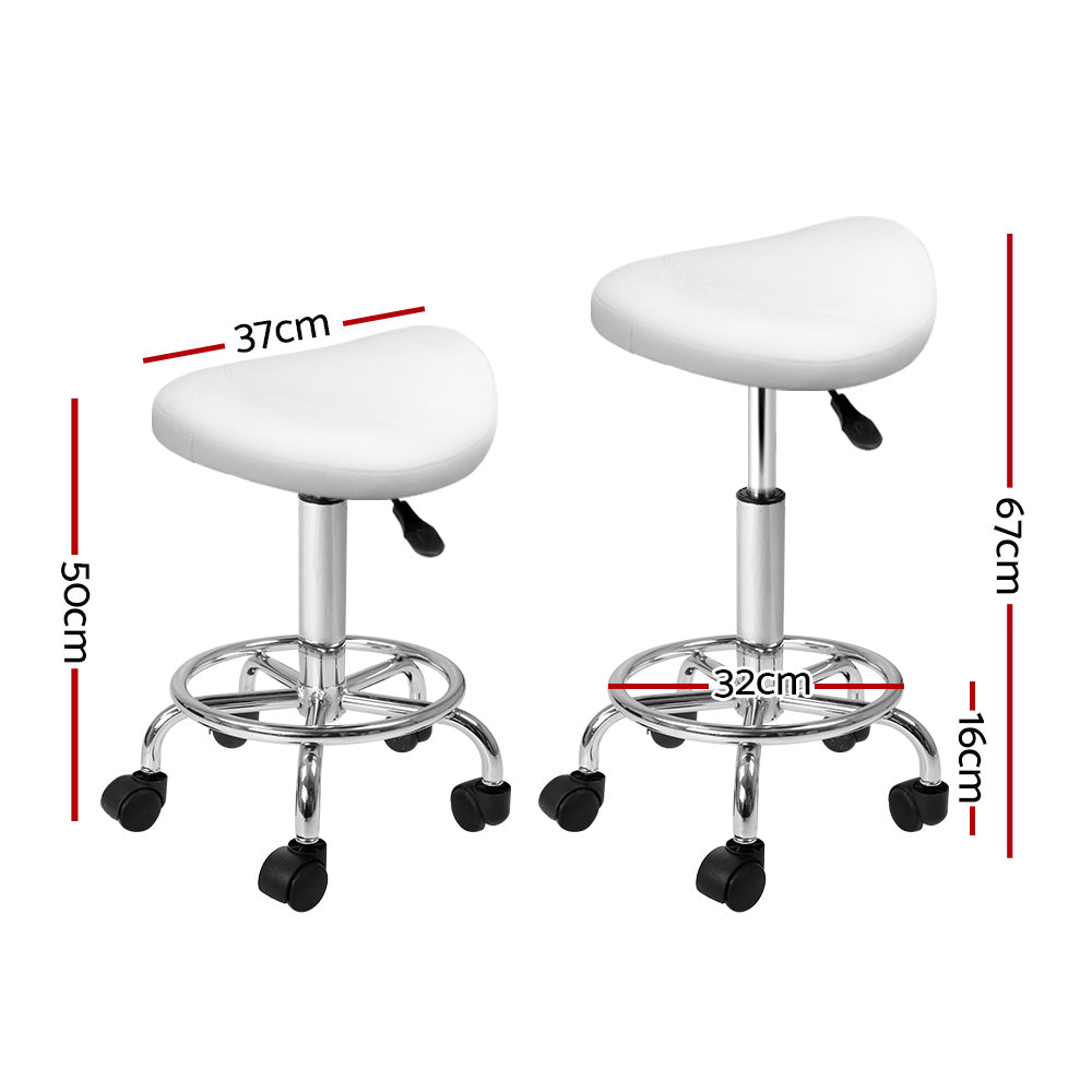 2X Saddle Salon Stool Swivel Barber Hair Dress Chair Hydraulic Lift White - Furniture > Bar Stools & Chairs - Rivercity House & Home Co. (ABN 18 642 972 209) - Affordable Modern Furniture Australia