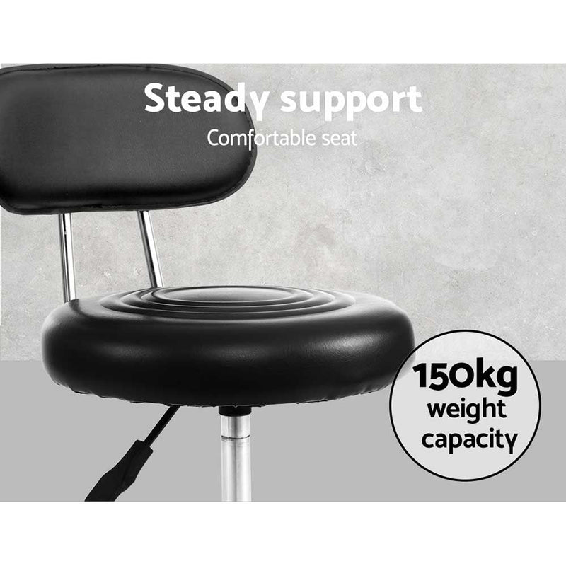 2 x Saddle Salon Stools With Backrest - Black with Chrome Base - Furniture > Bar Stools & Chairs - Rivercity House & Home Co. (ABN 18 642 972 209) - Affordable Modern Furniture Australia