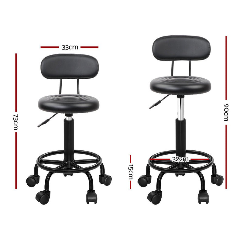 2 x Saddle Salon Stools With Backrest - Black - Furniture > Bar Stools & Chairs - Rivercity House & Home Co. (ABN 18 642 972 209) - Affordable Modern Furniture Australia