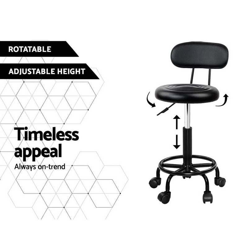 2 x Saddle Salon Stools With Backrest - Black - Furniture > Bar Stools & Chairs - Rivercity House & Home Co. (ABN 18 642 972 209) - Affordable Modern Furniture Australia