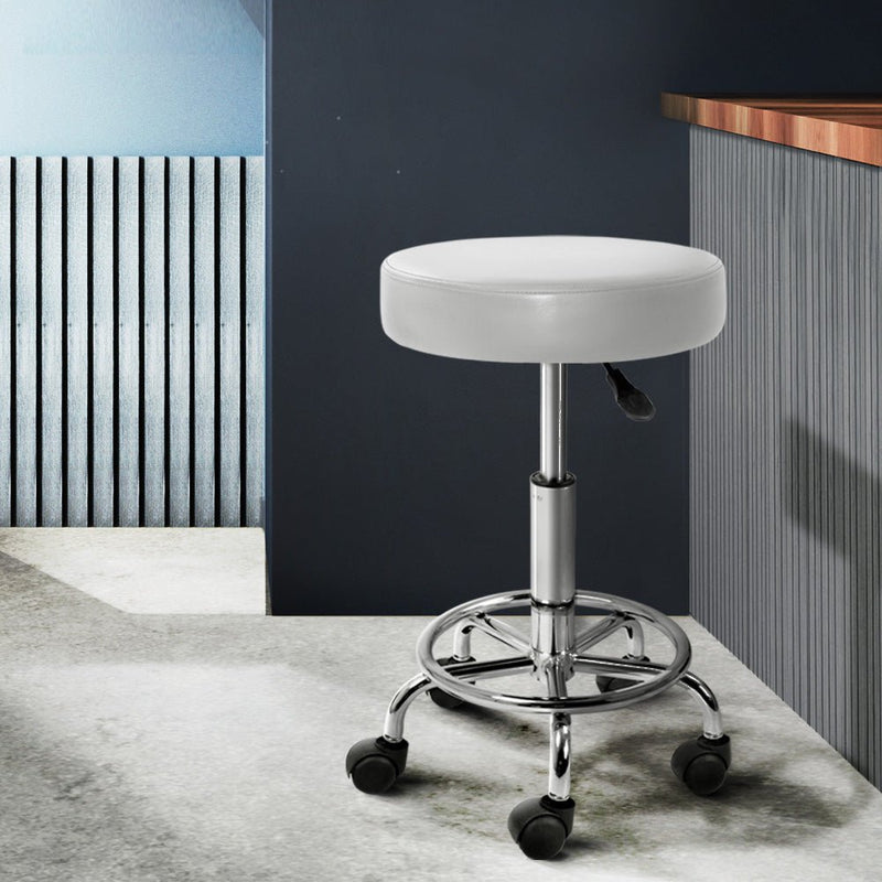 2 x Salon Stools - White - Furniture > Bar Stools & Chairs - Rivercity House & Home Co. (ABN 18 642 972 209) - Affordable Modern Furniture Australia